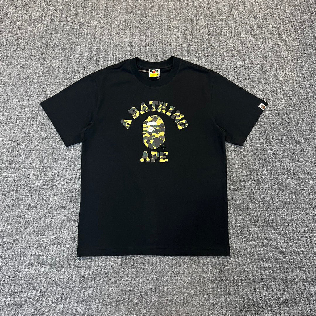 BAPE College Logo Yellow & Green Camo Oversized Unisex T-Shirt