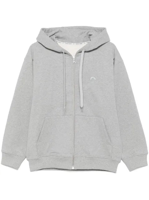 Marine Serre Moon logo fleece zipped hoodie