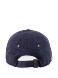 Golden Goose navy baseball cap with Golden logo embroidery in blue