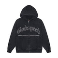 Godspeed Washed Gothic Graphic Full-Zip Hoodie