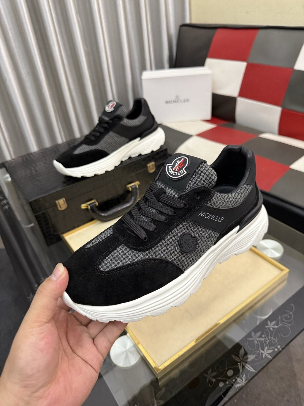 Moncler Mesh-Panel Chunky Sole Sneakers
