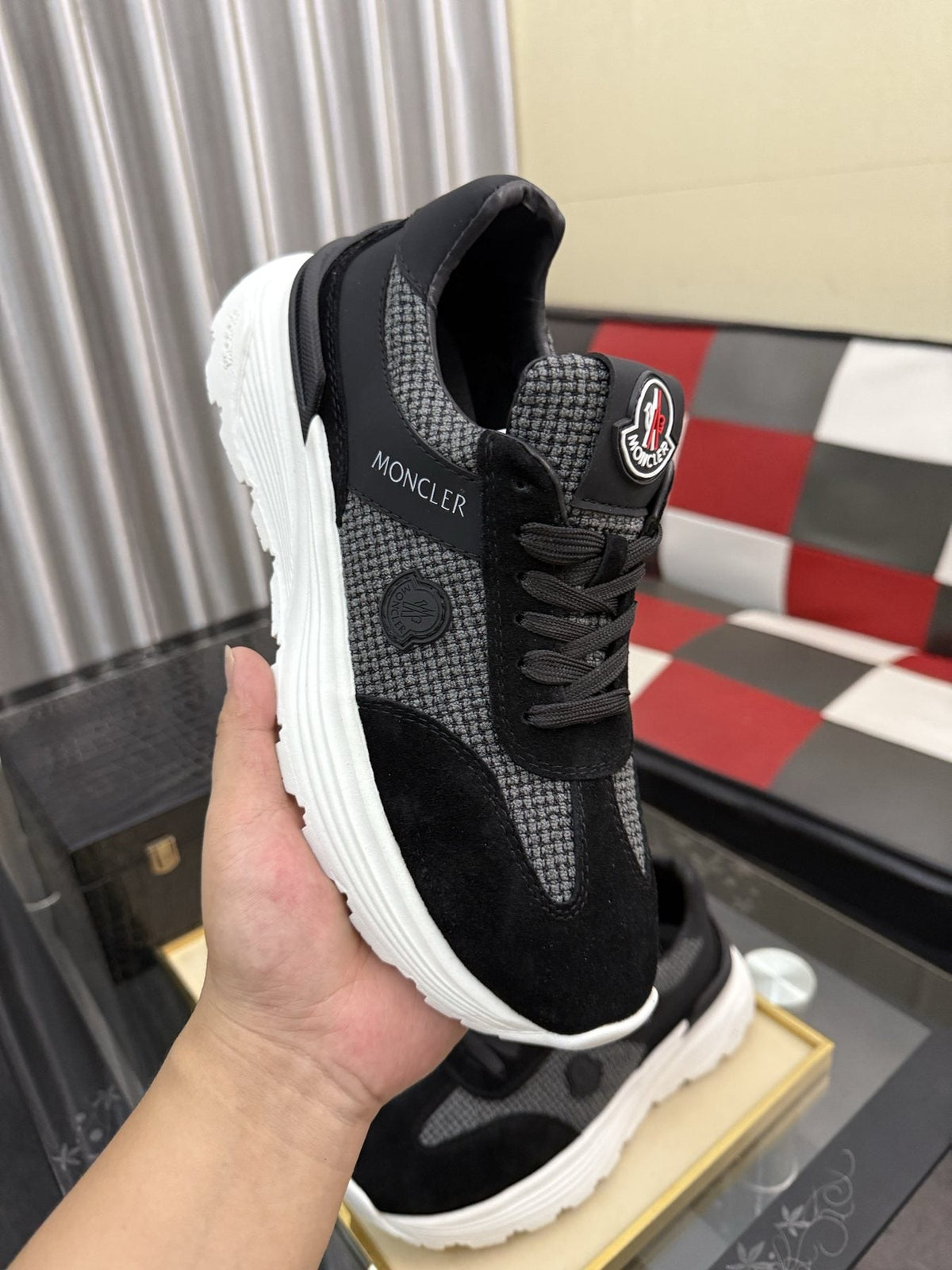 Moncler Mesh-Panel Chunky Sole Sneakers