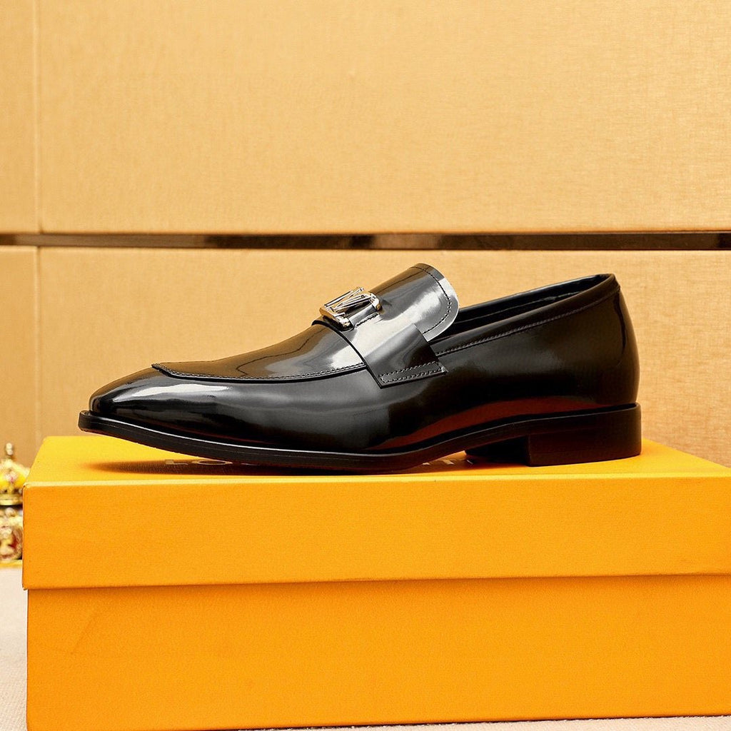 Louis Vuitton Men's Glossy Black Leather Loafers