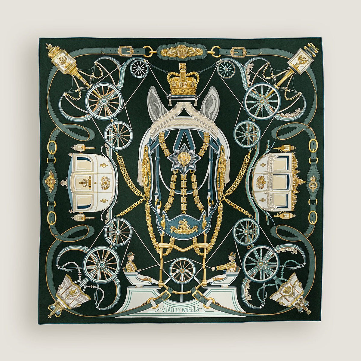Hermès Carriage and Wheel Silk Scarf